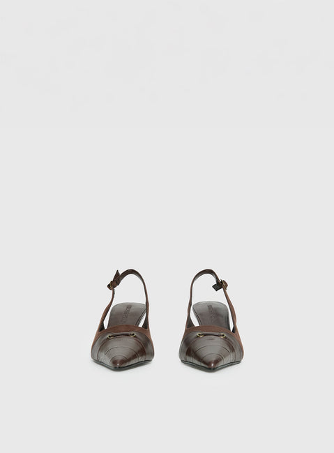 Tiptoe Slingback Heels Brown
