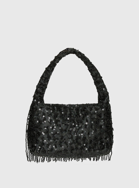 Kiss Goodbye Beaded Tassel Bag Black