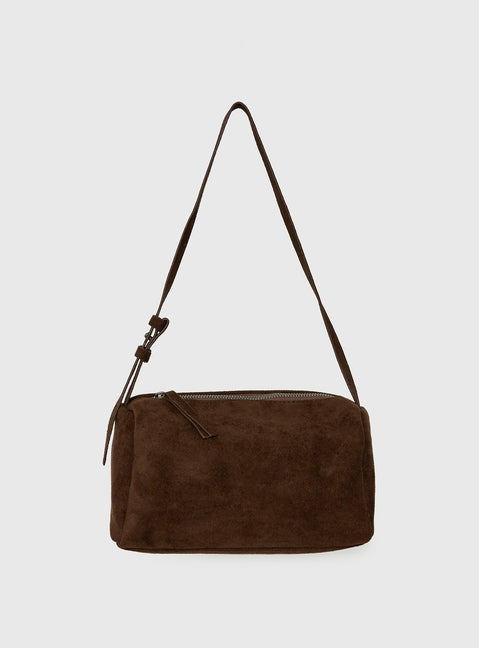 Beaming Brighter Faux Suede Shoulder Bag Chocolate