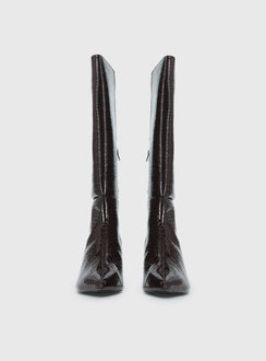 Therapy Dove Knee High Boots Chocolate Croc