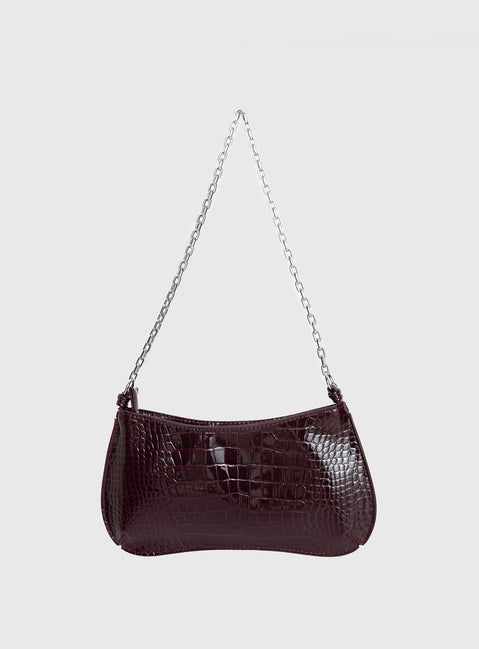 Gwynne Faux Leather Shoulder Bag Cherry Lacquer