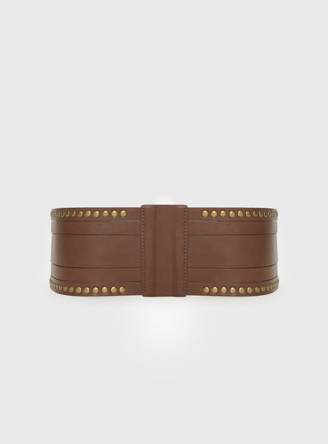 Vanish Faux Leather Belt Brown