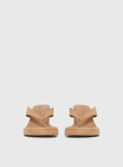 Kamiko Wedged Heels Tan Faux Suede