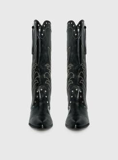 Austin Distressed Cowboy Boots Black