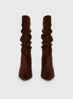 Such A Charmer Faux Suede Scrunch Boot Chocolate
