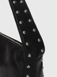 Faux leather shoulder bag Fixed shoulder strap, silver-toned hardware, zip fastening, flat base