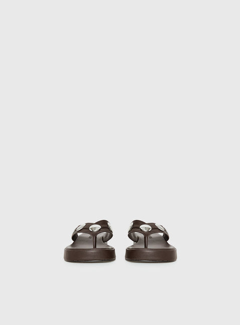 Paislee Stud Detail Sandals Brown