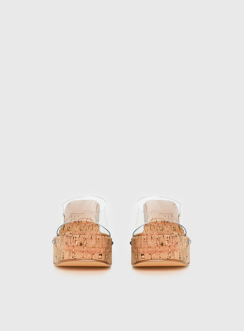 Pale Moonlight Platform Heels Cork / Clear
