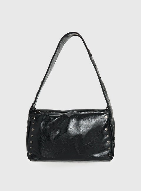 Kaiser Stud Detail Shoulder Bag Black