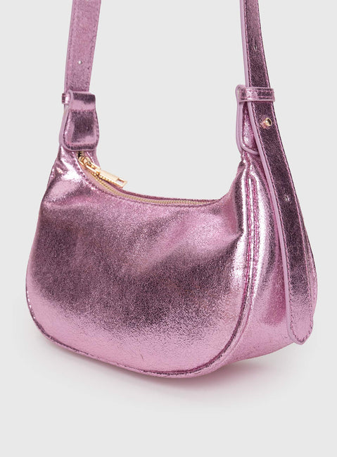 Pink Shoulder bag Adjustable strap, zip fastening, internal pockets, gold toned hardware
