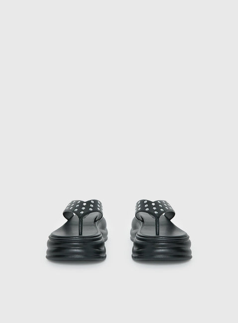 Fienna Platform Thong Sandals Black