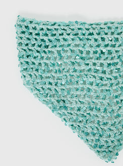 Deyla Sequin Crochet Hair Scarf Aqua