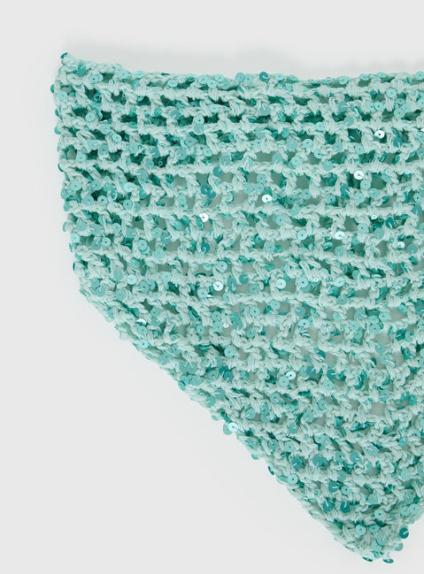 Deyla Sequin Crochet Hair Scarf Aqua