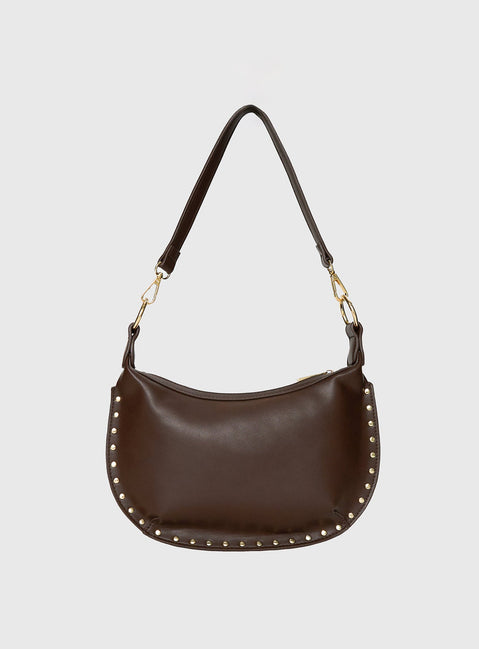 Oracle Studded Shoulder Bag Chocolate