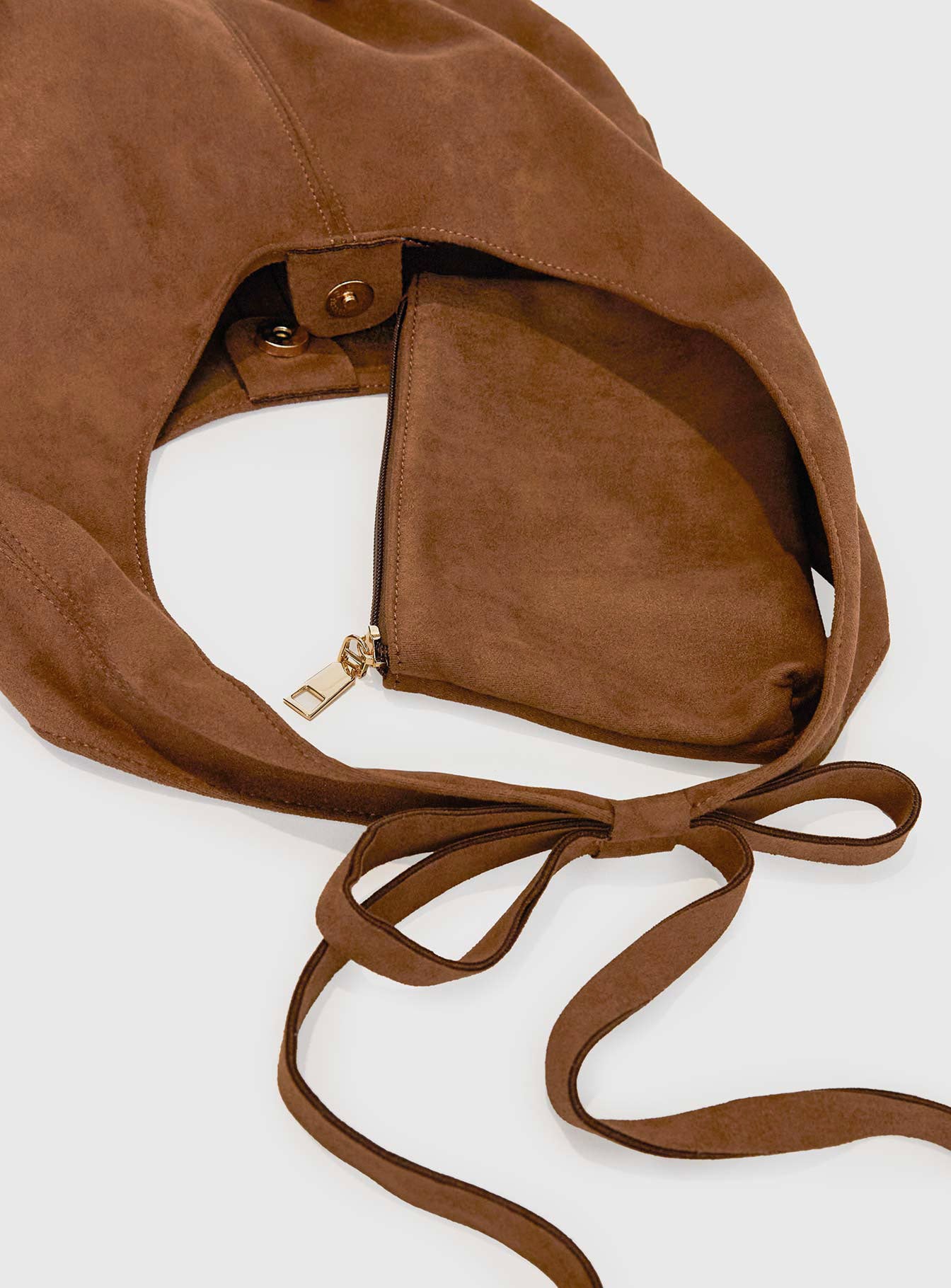 Neddy Faux Suede Bow Bag Brown