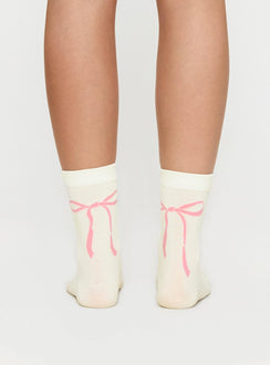 Bow Out Socks White/ Pink