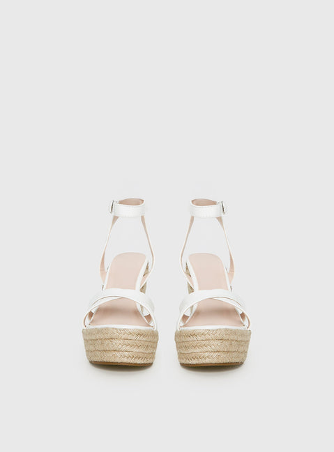 Jesper Espadrille Wedged Heels White Croc