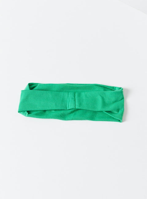 Green headband 100% cotton  Thick design Double lined Elasticated