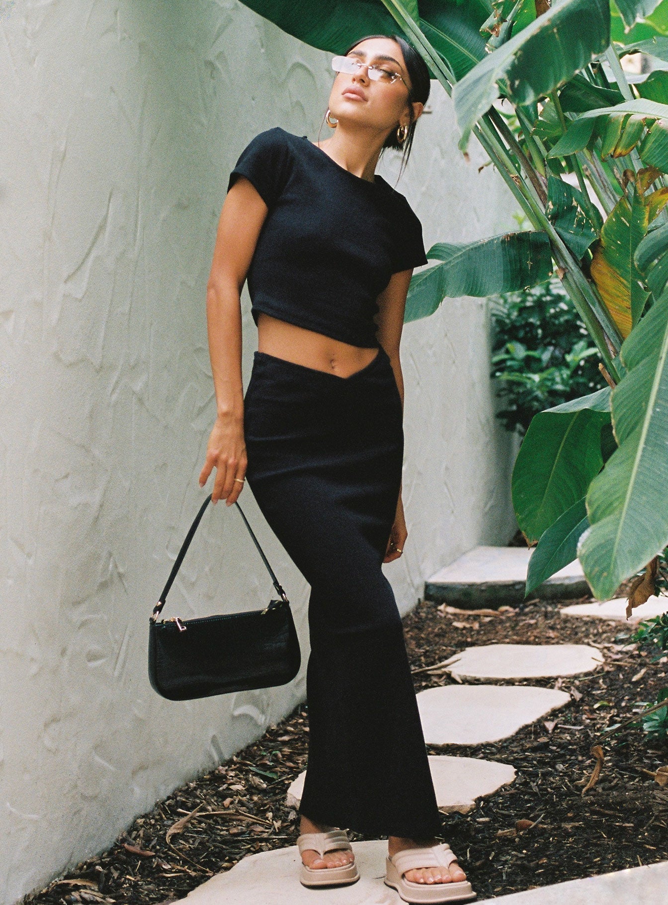 product Princess Polly Short Sleeves High Neck  Classic Crop Tee Black