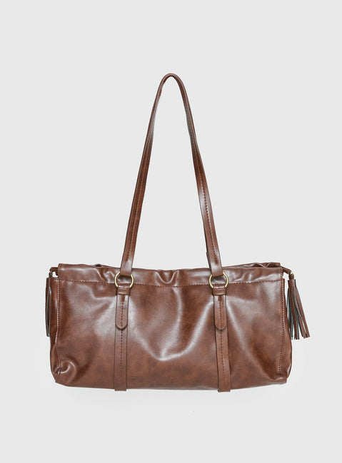 Veneza Ruched Shoulder Bag Brown