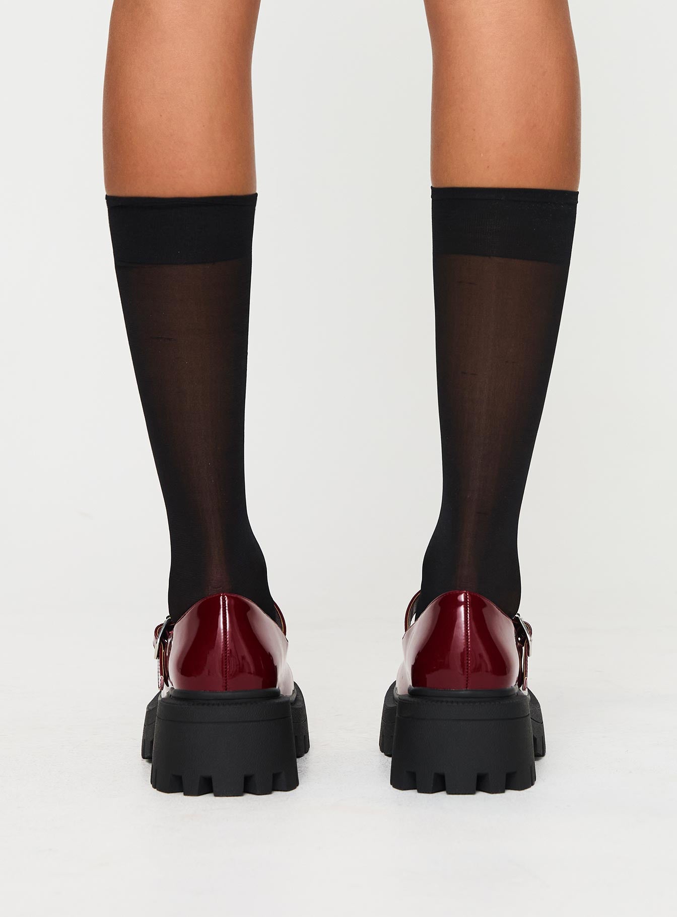 Mary jane shoes Patent material look, chunky platform, buckle fastening Princess Polly Lower Impact 