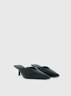 Priella Pointed Toe Kitten Heels Black