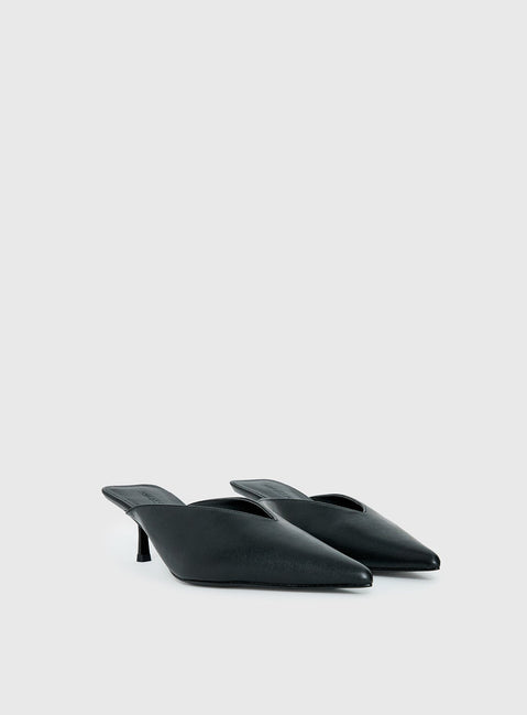 Priella Pointed Toe Kitten Heels Black