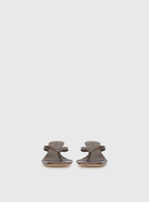 So Exclusive Snake Thong Heels Brown