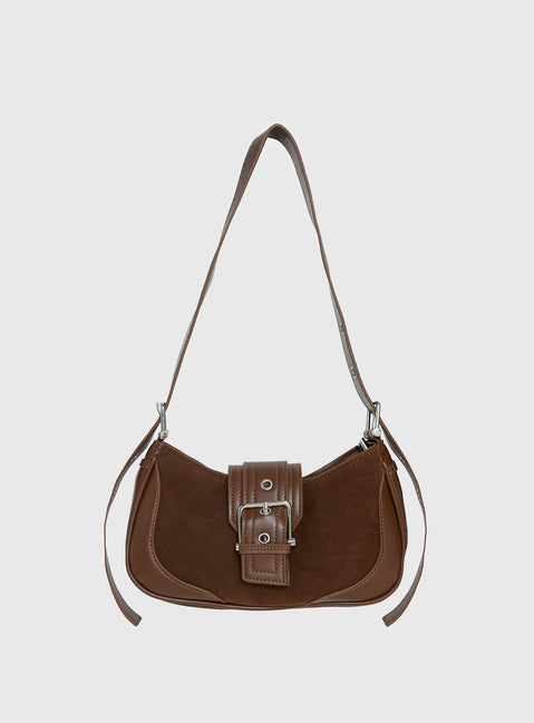 Kienna Buckle Shoulder Bag Brown