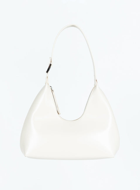 Faux leather shoulder bag Fixed shoulder strap, zip fastening, silver-toned hardware, flat base