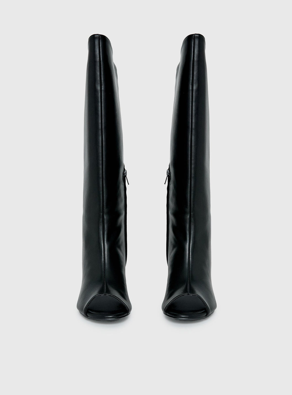Dimmi Peep Toe Knee High Boots Black