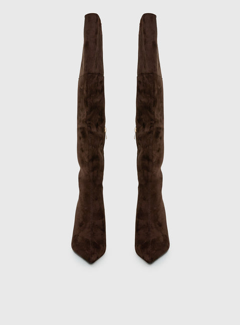 Billini Zamari Faux Suede Knee High Boots Cocoa