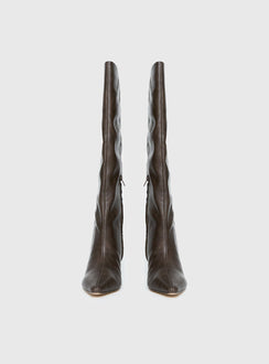 Aminah Knee High Boots Charcoal