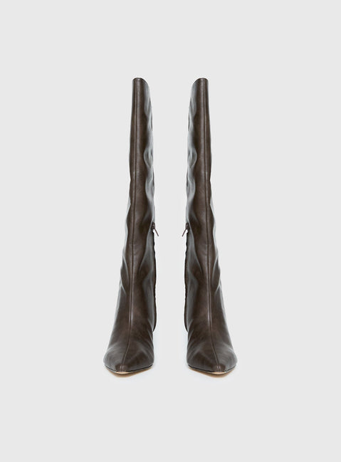 Aminah Knee High Boots Charcoal