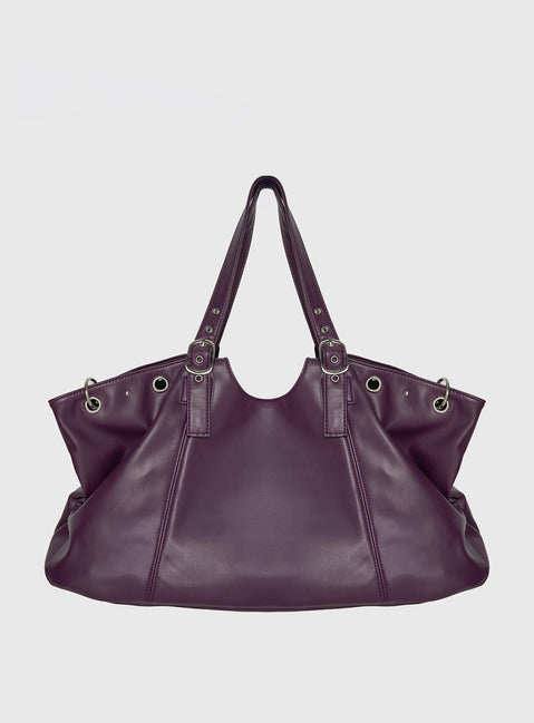 Amaria Buckle Detail Shoulder Bag Plum