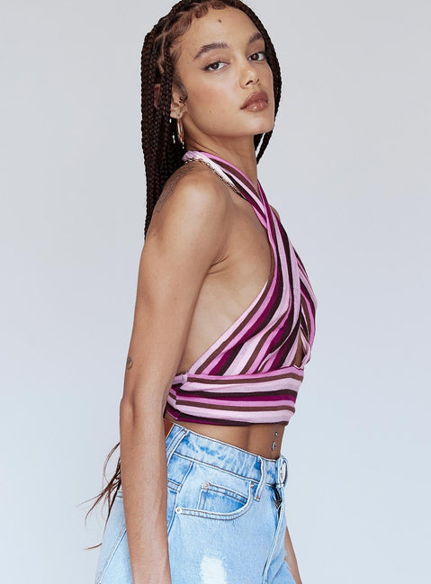 side view of model wearing Princess Polly Heartwood Top Pink 