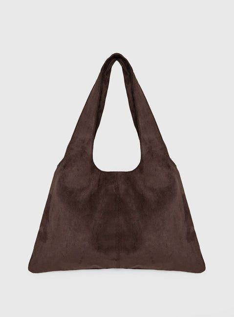 Tell The Truth Studded Faux Suede Bag Chocolate
