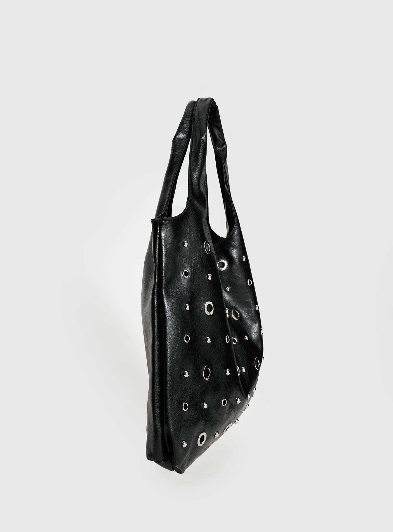 Find Your Love Eyelet Detail Shoulder Bag Black