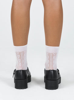 Loafer Faux matte leather material Silver-toned buckle Rounded toe Platform base Padded footbed Treaded sole