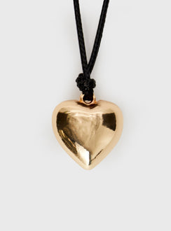 Gold-toned necklace Heart pendant, adjustable tie fastening