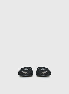Gretta Lace Slip On Flats Black