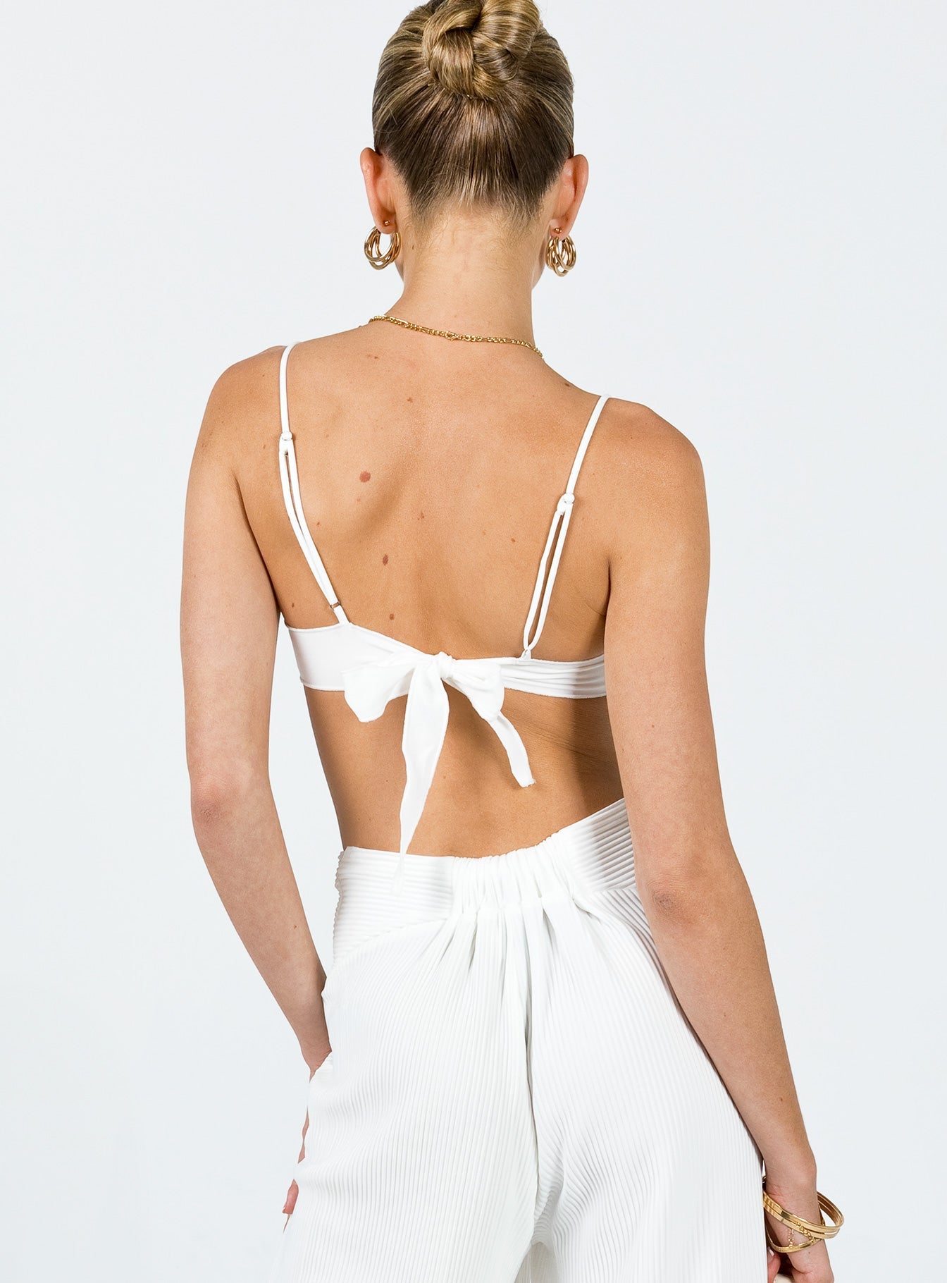 product Princess Polly Sleeveless Asymmetric Neckline  Mathea Plisse Bralette Ivory