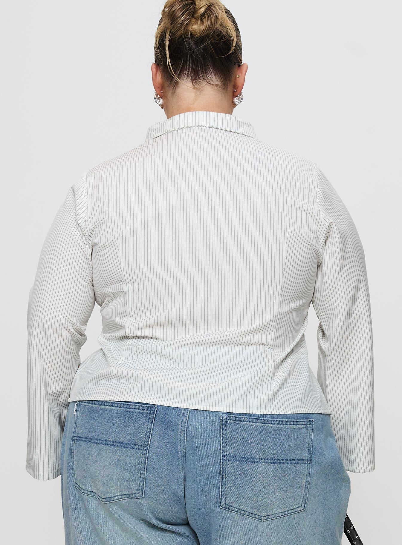 Anni Stripe Shirt Pinstripe White Curve