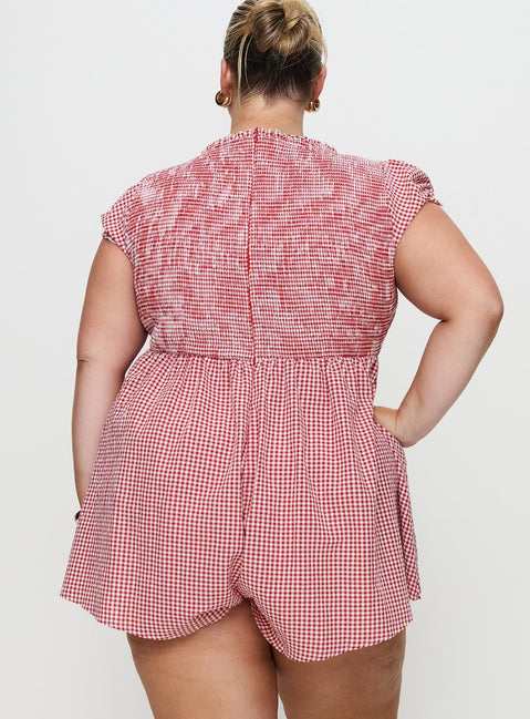 Wescott Gingham Playsuit Red / White Curve