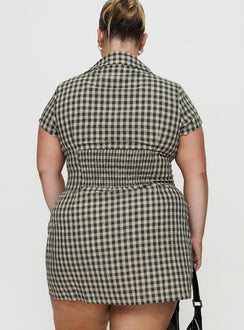 Motley Mini Dress Brown Check Curve