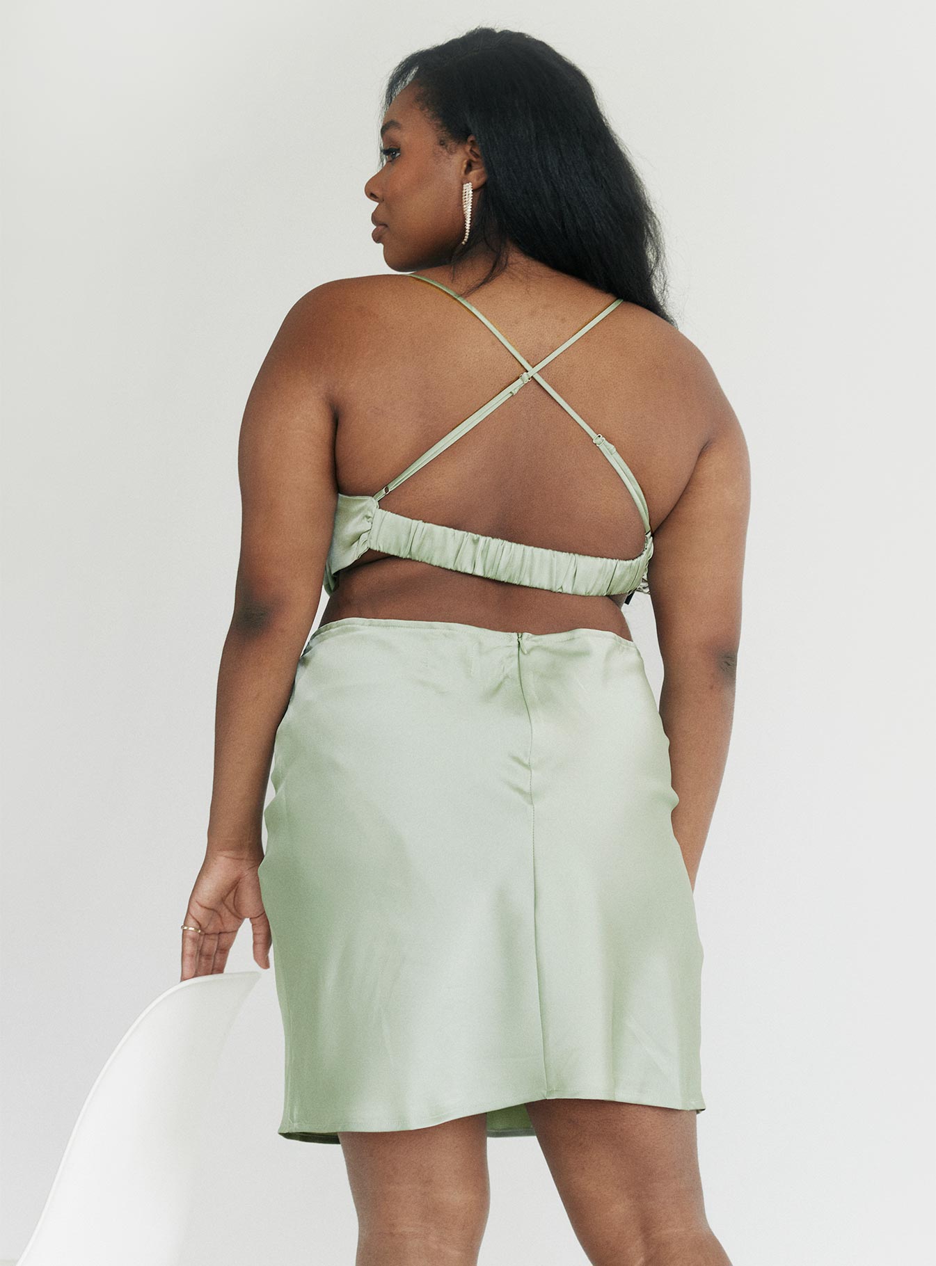 product Princess Polly Cowl Neck Cowl Neck  Jemma Mini Dress Sage Curve