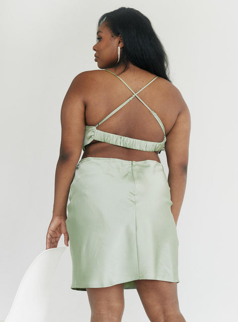 product Princess Polly Cowl Neck Cowl Neck  Jemma Mini Dress Sage Curve