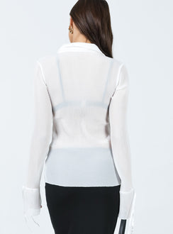 product Princess Polly Three Fourth Sleeves High Neck  Ravil Shirt White