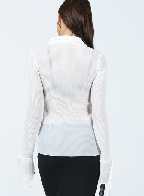 product Princess Polly Three Fourth Sleeves High Neck  Ravil Shirt White