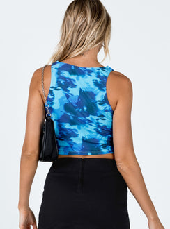 back view of model wearing Princess Polly Seline Top Blue 